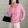 New Arrivals Open Run Women Wave Pattern Round Neck Long Sleeve Knit Fall
