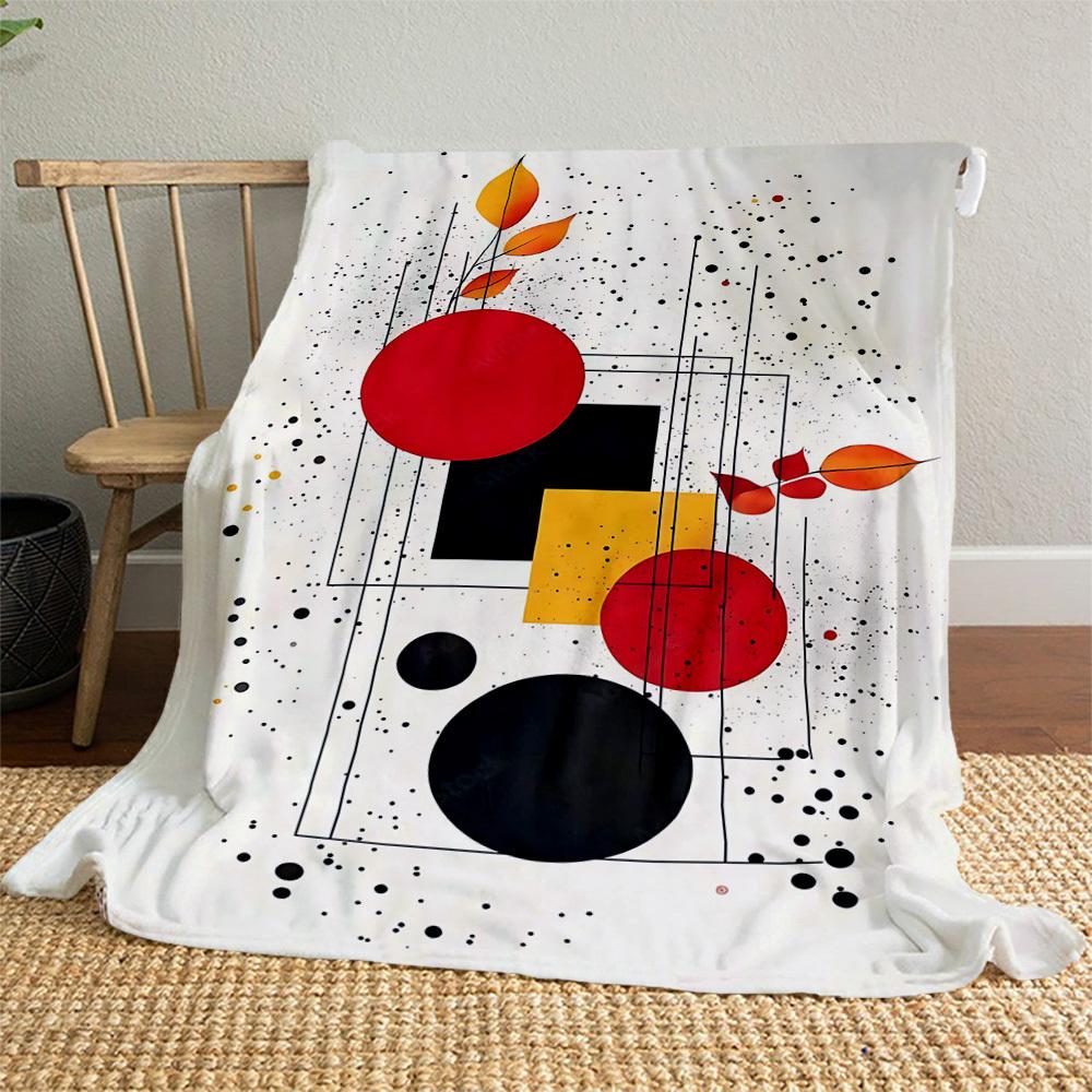 1PC Abstract ArtOutdoor Flannel Blanket - Soft Plush Decor for Picnics, Camping, Bedroom, Playroom, Office, or Lunch Break 1270A