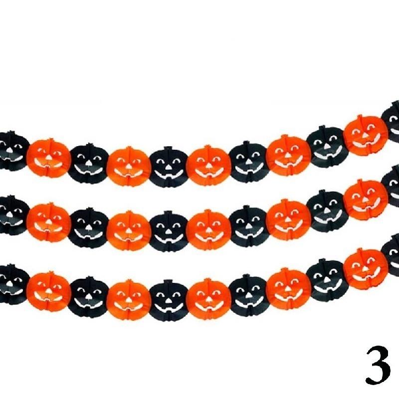 Guirlande Sorcière Effrayante Citrouille Décoration en papier Halloween Accessoire Maison Hantée