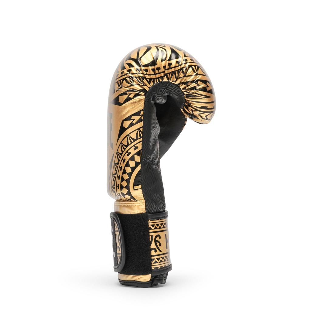 LEONE 1947 Boxing Gloves Unisex Synthetic Leather Outer PU Pad Velcro Fastener Clasp GN329 [HAKA] (12oz) Gold/Black [Genuine Product]