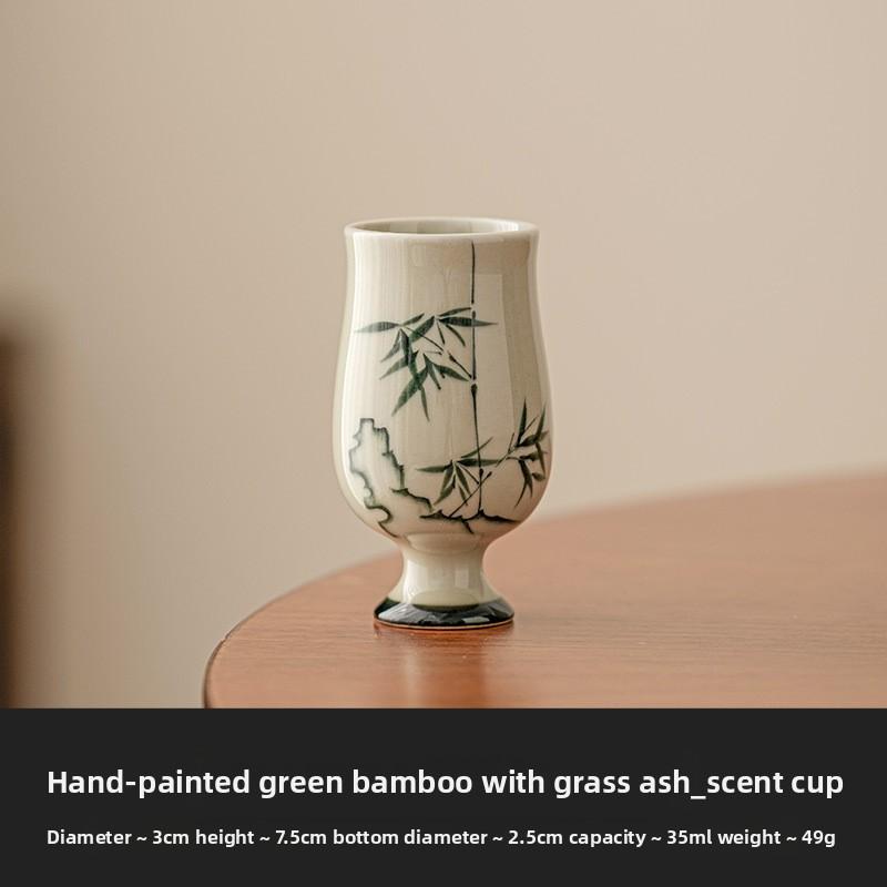 

Глазурь из древесной золы Ручная роспись Бамбуковая керамическая чайная чашка Китайская посуда для Ганфу Нюхательная чашка для оценки аромата Дзен Подарок 35ml-70ml