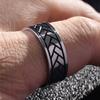 New Vintage 8mm Black Pattern Ring for Men and Women
