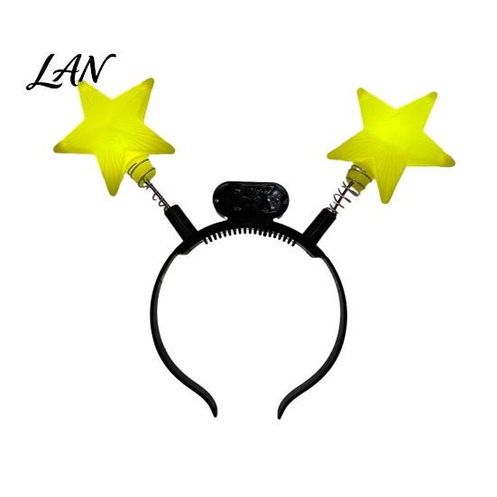 One-button Switch Hairband LED Star Headband with Spring, Light Up Wobble Hair Hoop Shape for Party Concert, Glowing Festival Prop Kids Adults,
