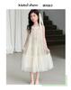 Girls' Summer Dress with a Western Style 2026 New Style, Mid University Children's Sweet Beauty, Fake Style, Girls' Hanging Neck Princess Dress