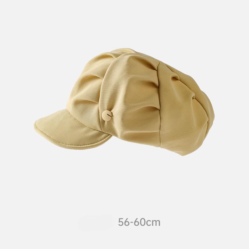 Face-showing Small Pleated Duck Cap, Beret Forward Hat, Versatile Cloud-like Metal Logo Soft Hat, Street Simple Painter's Hat