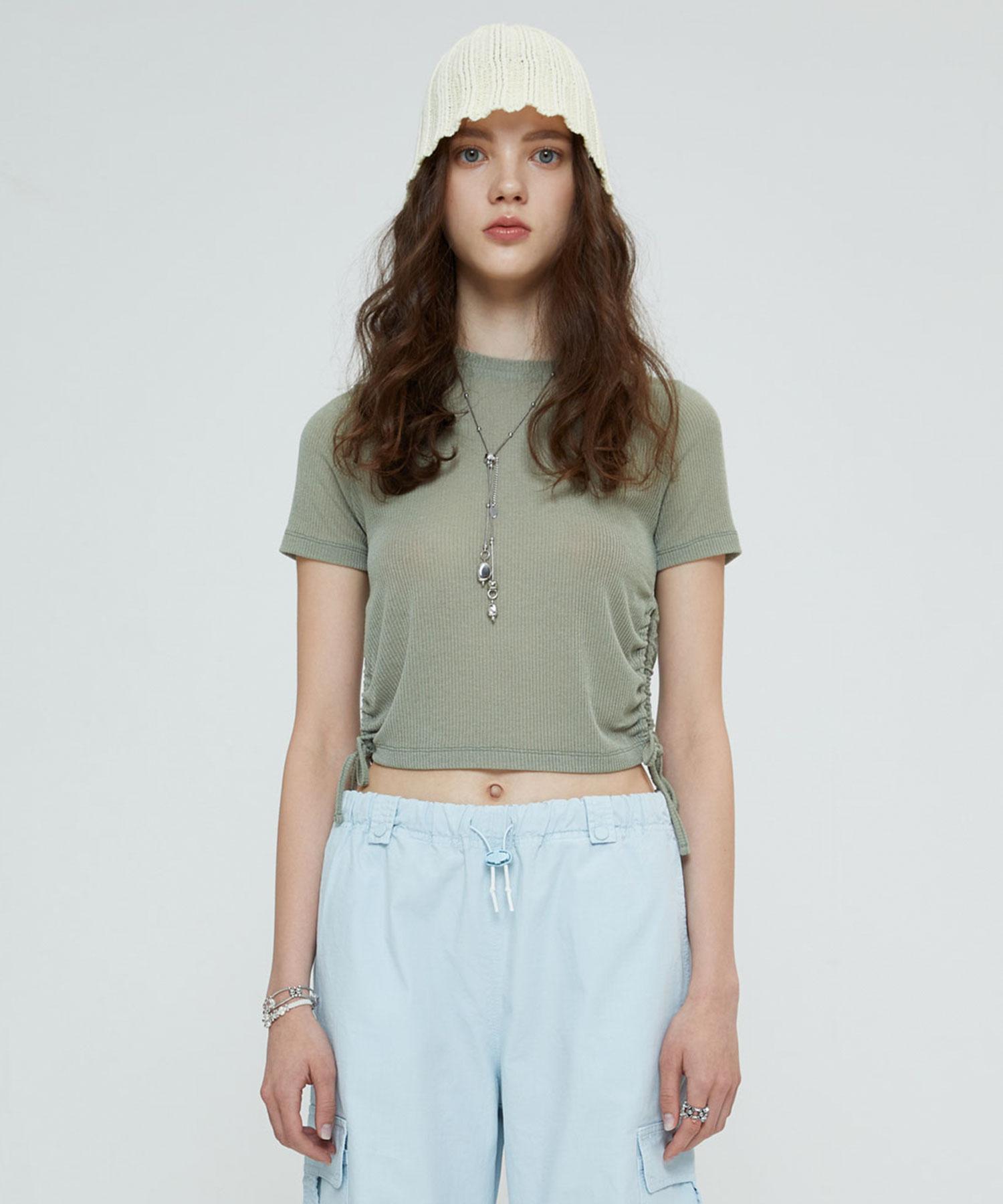 Sperone Woman Side Slit Top (Khaki) Free