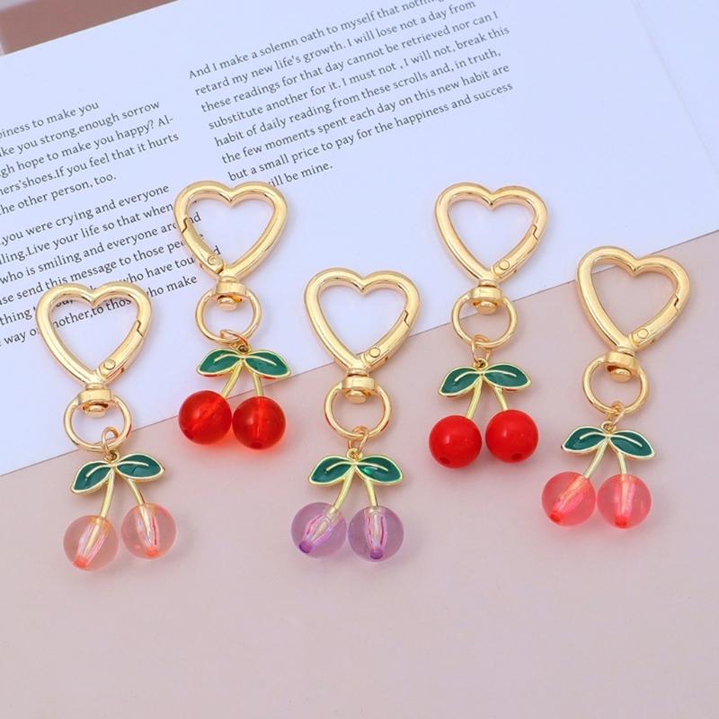 3D Cherry Design Keychain Sturdy Alloy Key Holder Cute Cherry Keychain Charm Key Pendant For Bags And Car Keys
