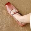 Sheepskin~ New retro single shoes women's skirt beautiful small leather shoes bow metal one-word buckle Mary Jane shoes