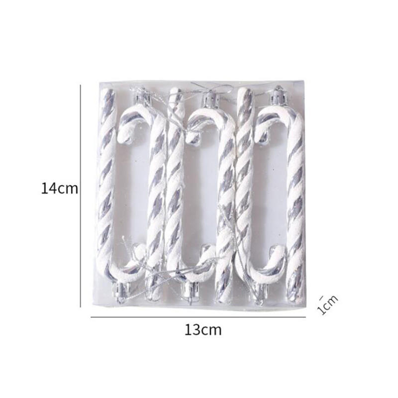 

6 шт. Блестящие леденцы в форме трости, украшения для рождественской елки, милые леденцы, подвесные украшения для елки для праздничного оформления вечеринки, сувениры One Size серебряный