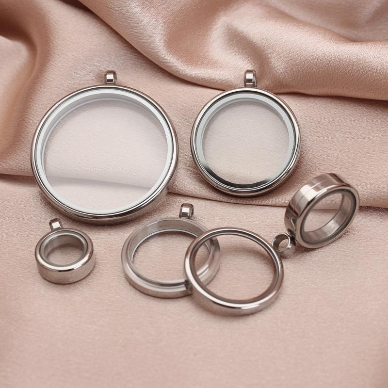 12pcs 15/20/23/25/27/30/33/35/40/45mm Stainless Steel Screw Living Memory Glass Locket Floating Charms Locket Pendant Jewelry