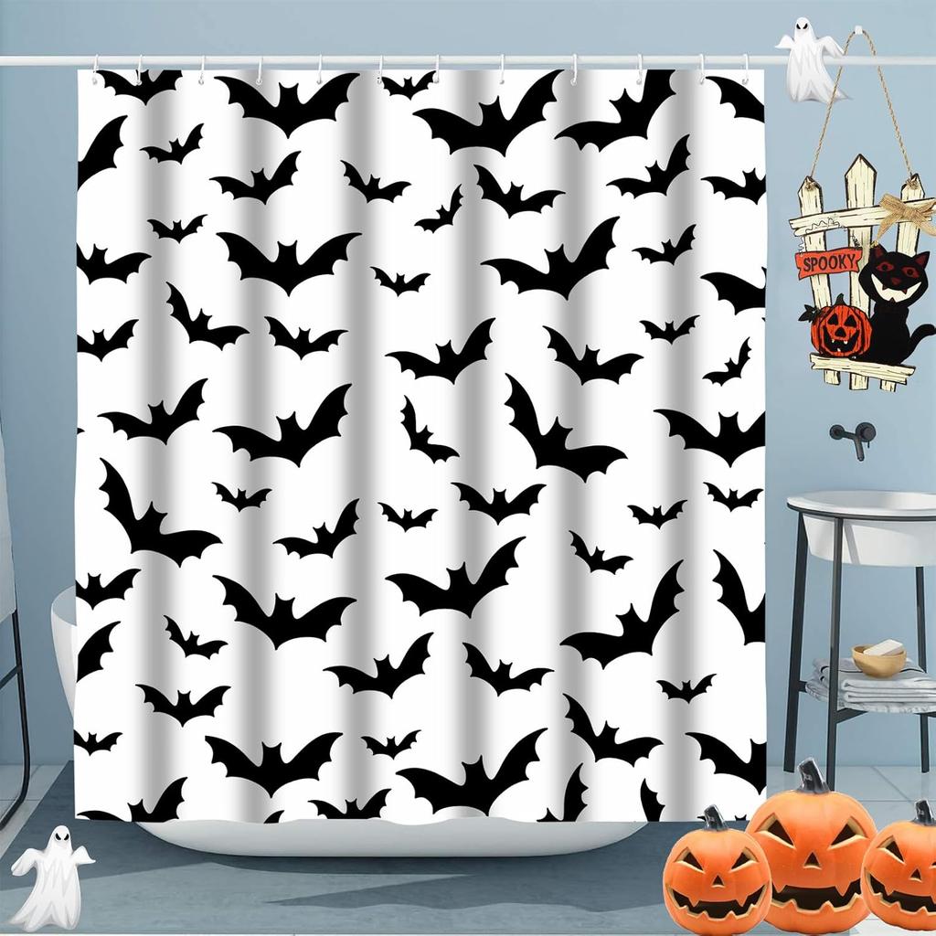 Christmas Shower Curtain Snowflake Bathroom Curtain, Merry Christmas Bathroom Decoration Blue Cartoon Snowman Bathroom Decor