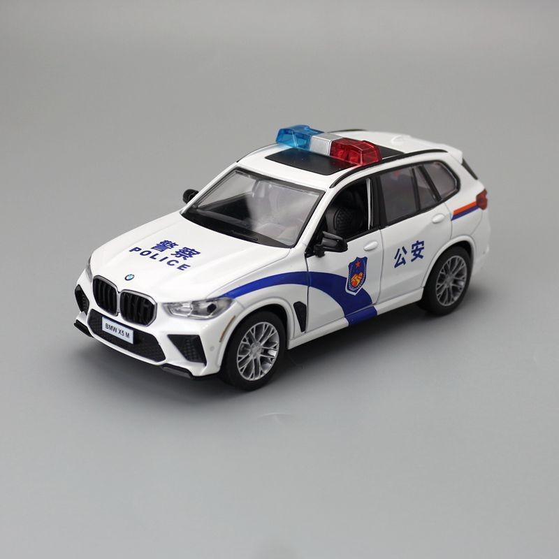 Maßstab 132 Legierungsauto Modell Spielzeug X5 M Polizei SUV Sound Lichter Kinder Geschenk