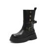 Spot version~ Black leather Martin boots for women, thick heels and thick soles can be folded for two wear, retro western boots and short boots.