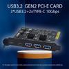 10Gbps USB3.2 PCI-E 4X Expansion Card with Asmedia ASM3142 - 5 Ports, Type-C