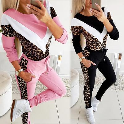 Two Piece Set Women Tracksuit Autumn Clothes Leopard Printed Sweatshirt Top and Pants Jogging Sets Female Sport Outfits