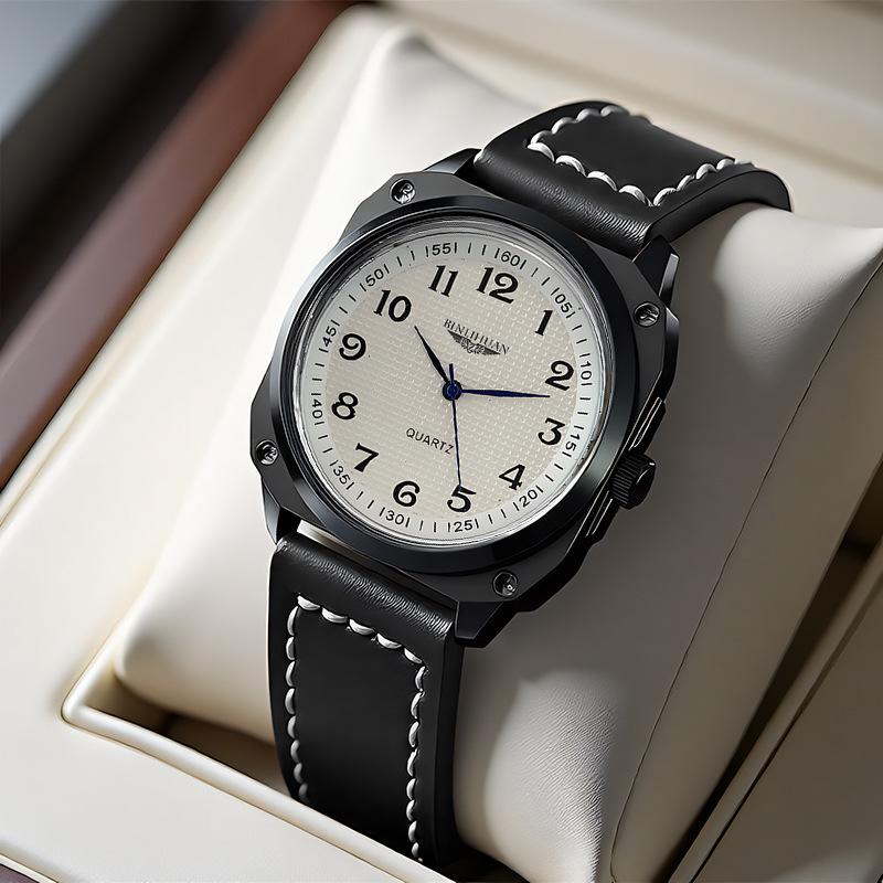 

Мужские часы JYL Студенческие Модные Повседневные Кожаный Ремешок [Men s Black Leather] бо синий