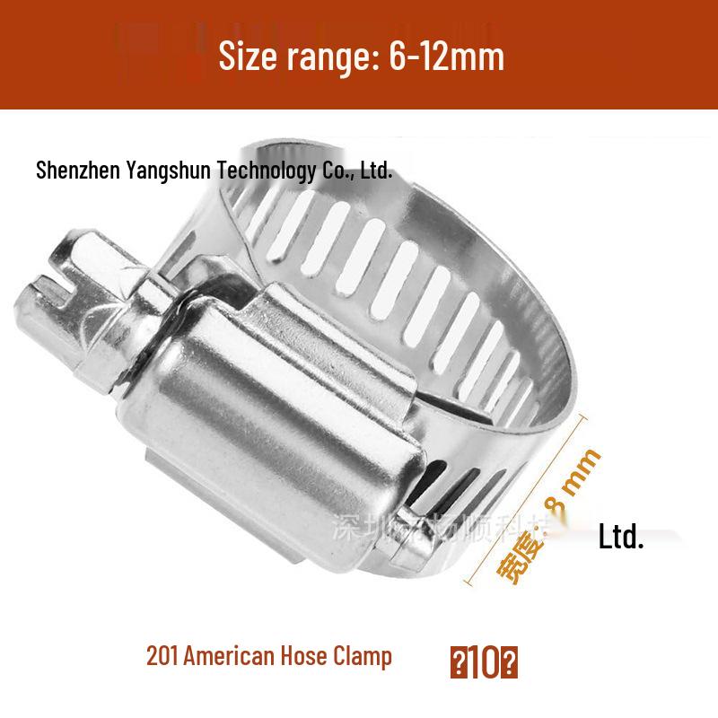 10-Pack 201 Stainless Steel Adjustable Hose Clamps 6-44mm