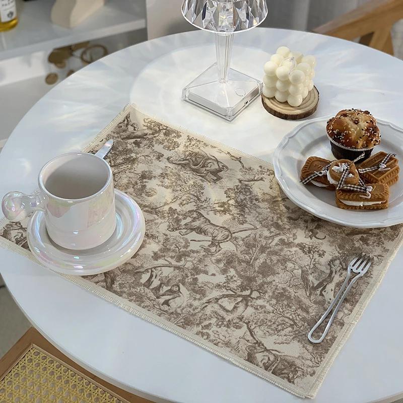 

Table Mat Non-Slip Bowl Pad Waterproof Cotton Coaster Set Dining Table Placemats Wedding Placemat Home Decoration Accessories 43x29cm хакі