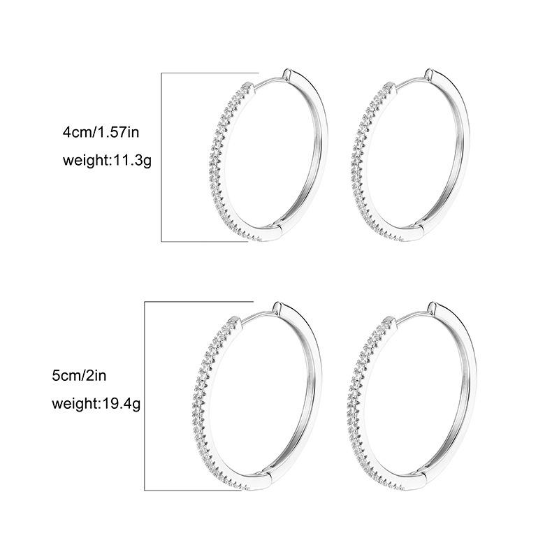 Gold & Silver Rhinestone Zirconia Hoop Earrings for Women - Luxurious, Versatile, Exaggerated Circle Design