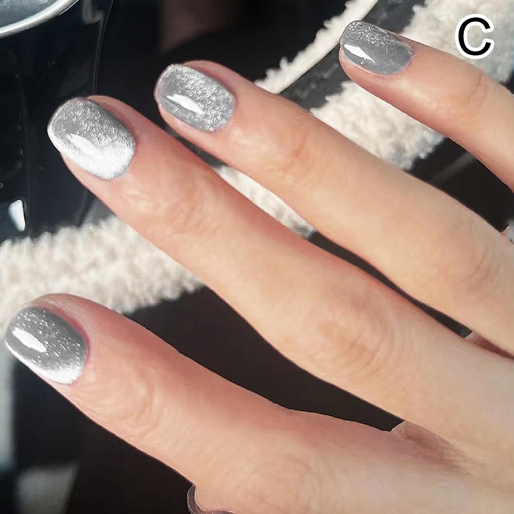 24 Stück Katzenaugen Kurze Falsche Nägel Wiederverwendbar Glitzer Fake Nägel Vollabdeckung Künstliche Nägel Aufkleb-Nägel DIY Maniküre Press-On-Nägel