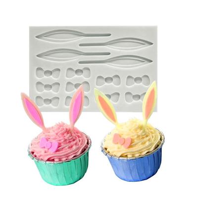 Silicone per AlimentiFai da Te Orecchie di Coniglio di Pasqua Fiocco Fondente Caramelle Cioccolato Stampo Decorazioni per Torte