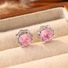 Unique Design Pink Zircon Stud Earrings Zirconium Rose Petal Earrings  Earrings For Women