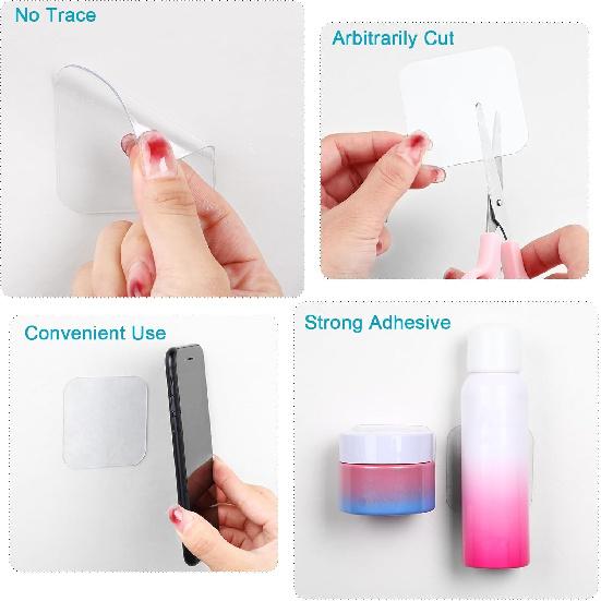 50 Pieces Double Sided Pads Adhesive Tape Clear Sticky Gel Pads Removable Washable Traceless Gel Mounting Tapes for DIY Office Cushion Gripping, 2.4