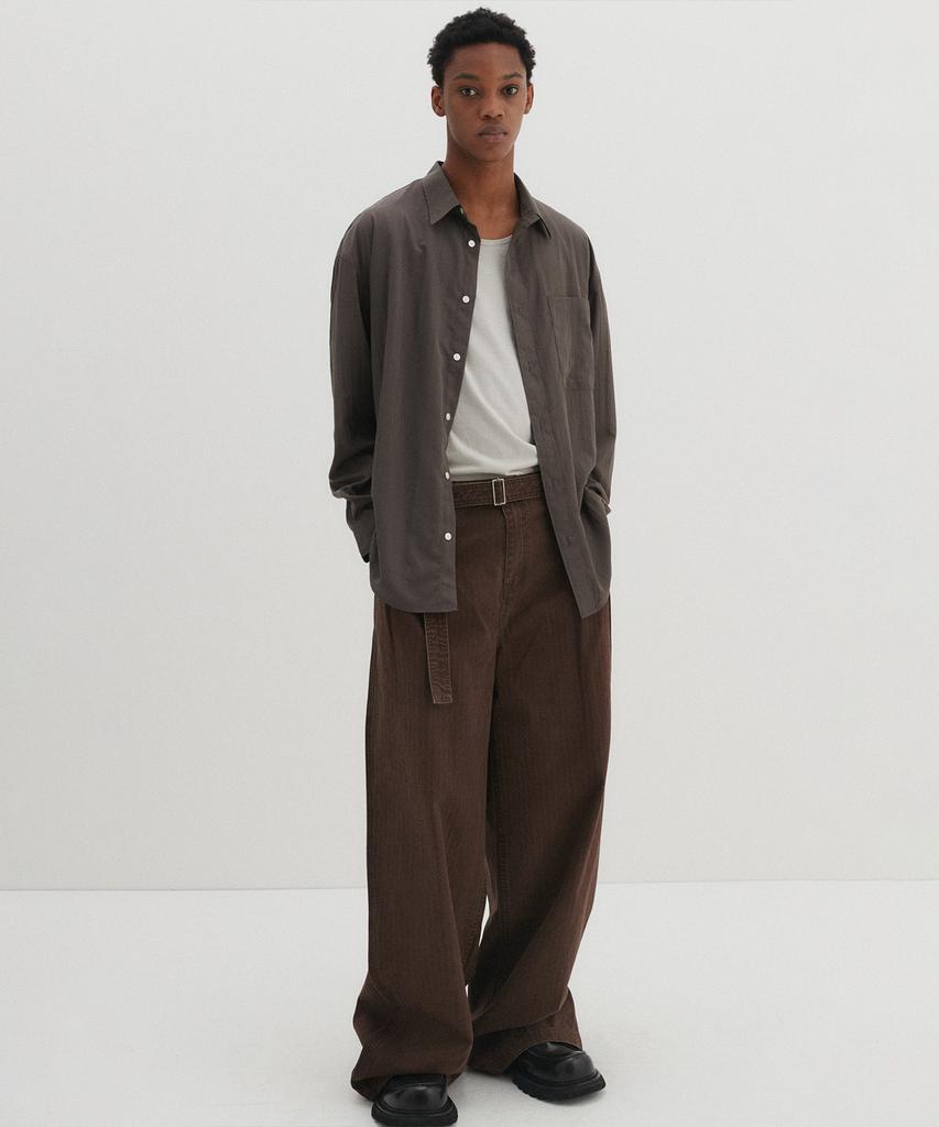 DNSR Belted Herringbone Pants Brown