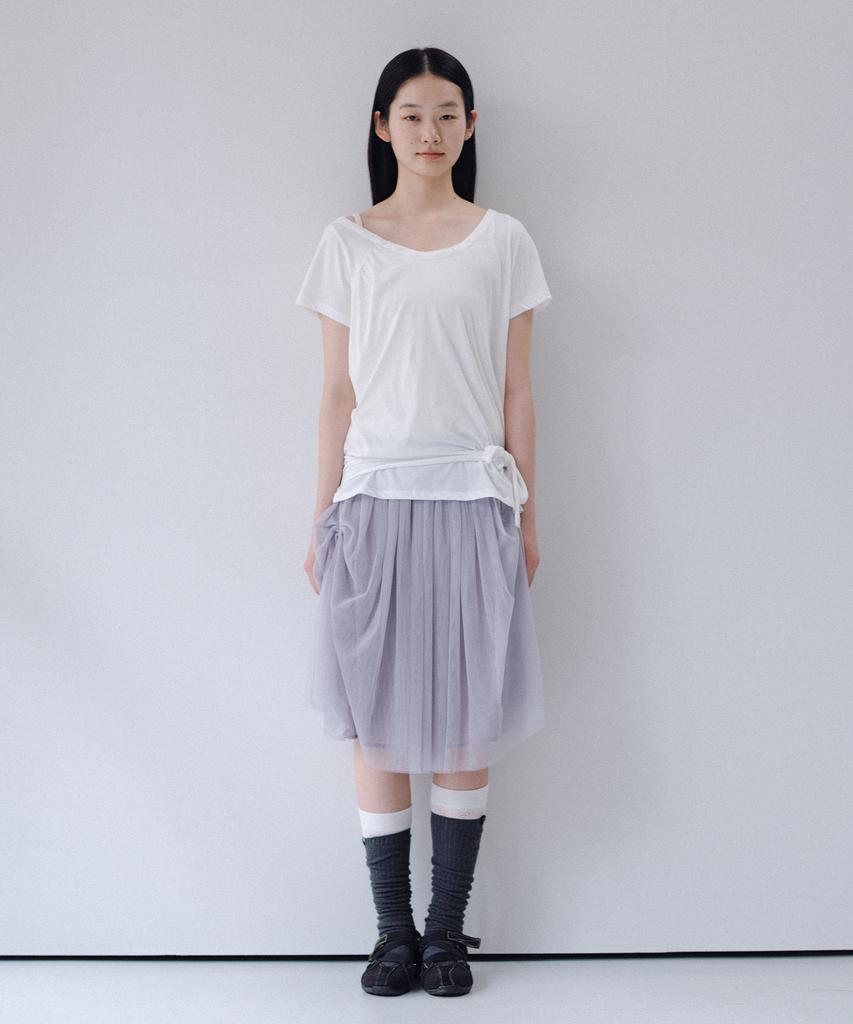 Ohesio Sheer Drape Banding Skirt, Gray