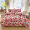 Romantic Peony Floral Duvet Cover Set Reversible Shabby Flower Comforter Cover with 2 Pillowcase Vintage Farmhouse Bedding Set
