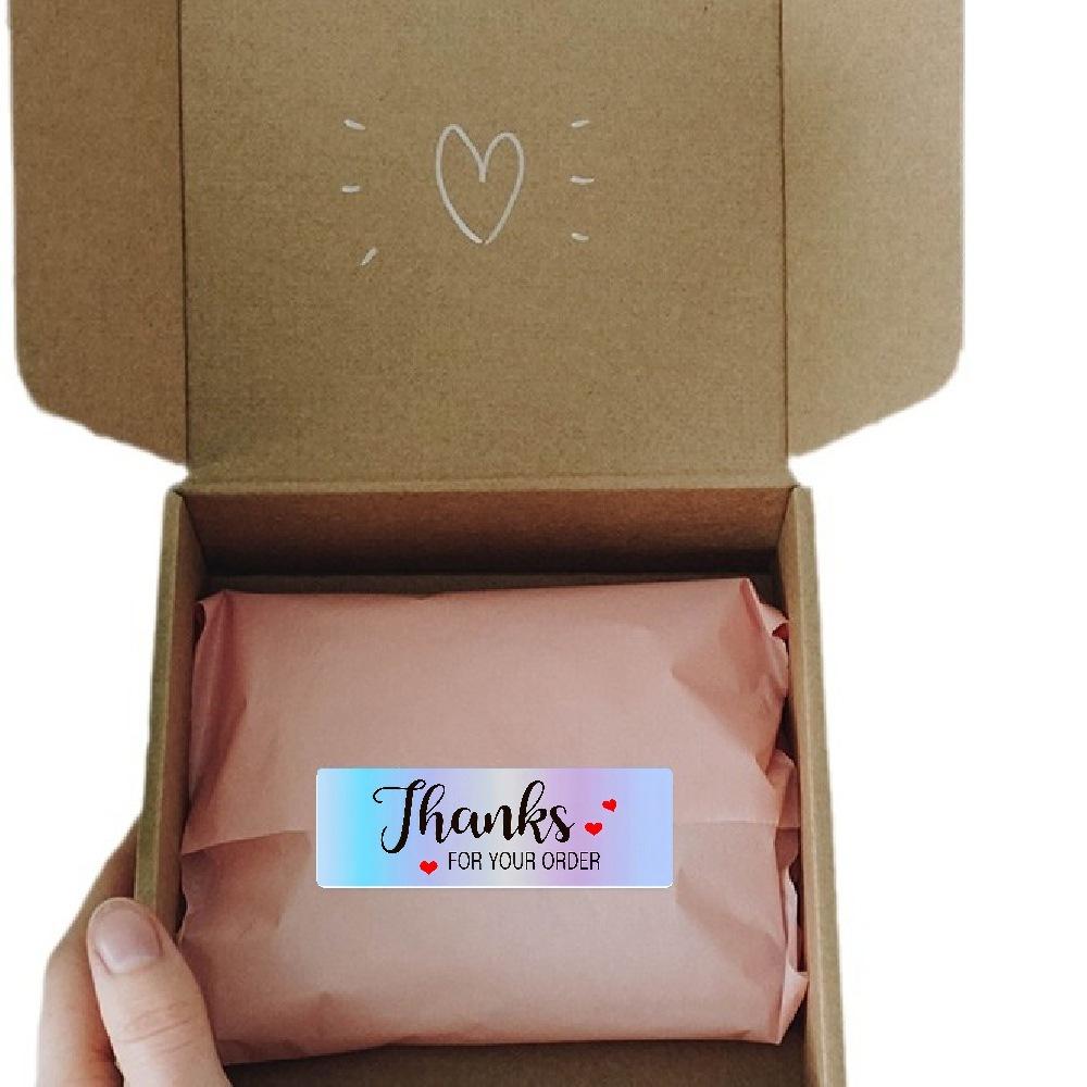 120 Pieces, Rectangular, Laser Silver, Thankyou, Sealing Sticker, Rainbow, Roll Up, Gift Decoration Sticker