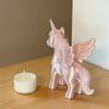 Korean Fashion Pink Unicorn Pegasus Keychain 3D Printed Cute Bag Charm Heart Clasp Backpack Pendant Women Keyring Gift for Girls
