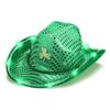 Green sequined cowboy hat, green clover western cowboy hat with light