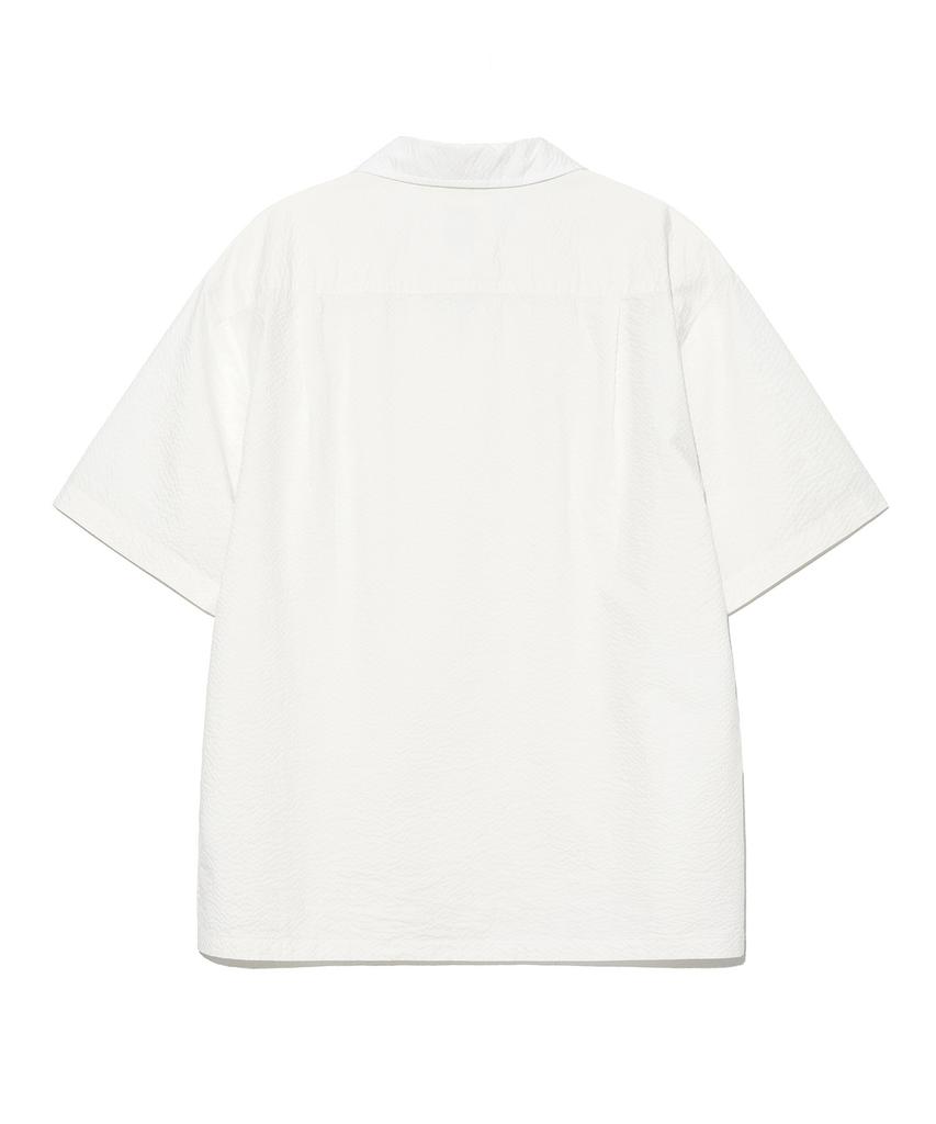 LEE Seersucker Open Collar Short Sleeve Shirt Ivory