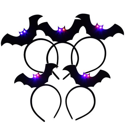 Fashion Ornaments Festival Creepy LED Up Hair Light Headband Band Bat Headwear Halloween Bar Party Props