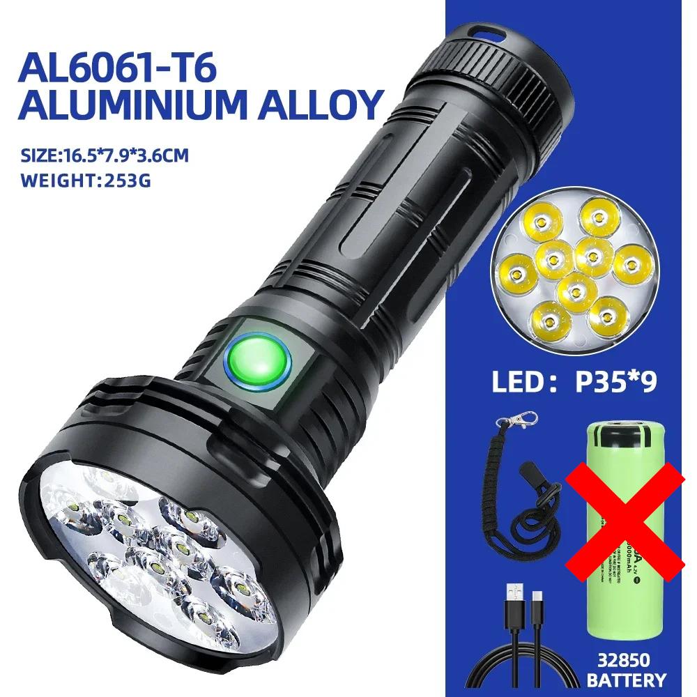 Super Bright Led Flashlight Rechargeable 5100LM Powerful Tactical Torch Lamp Use 32850 Battery Outdoor Emergency Camping Lantern