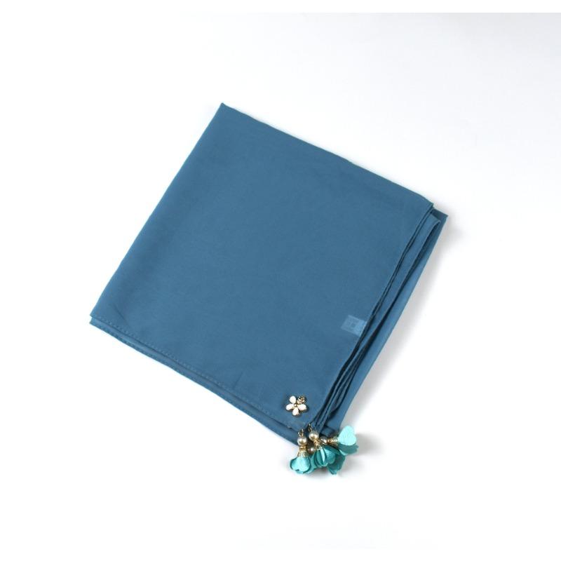 Pure Color Pearl Chiffon Square Scarf For Women Ins Style