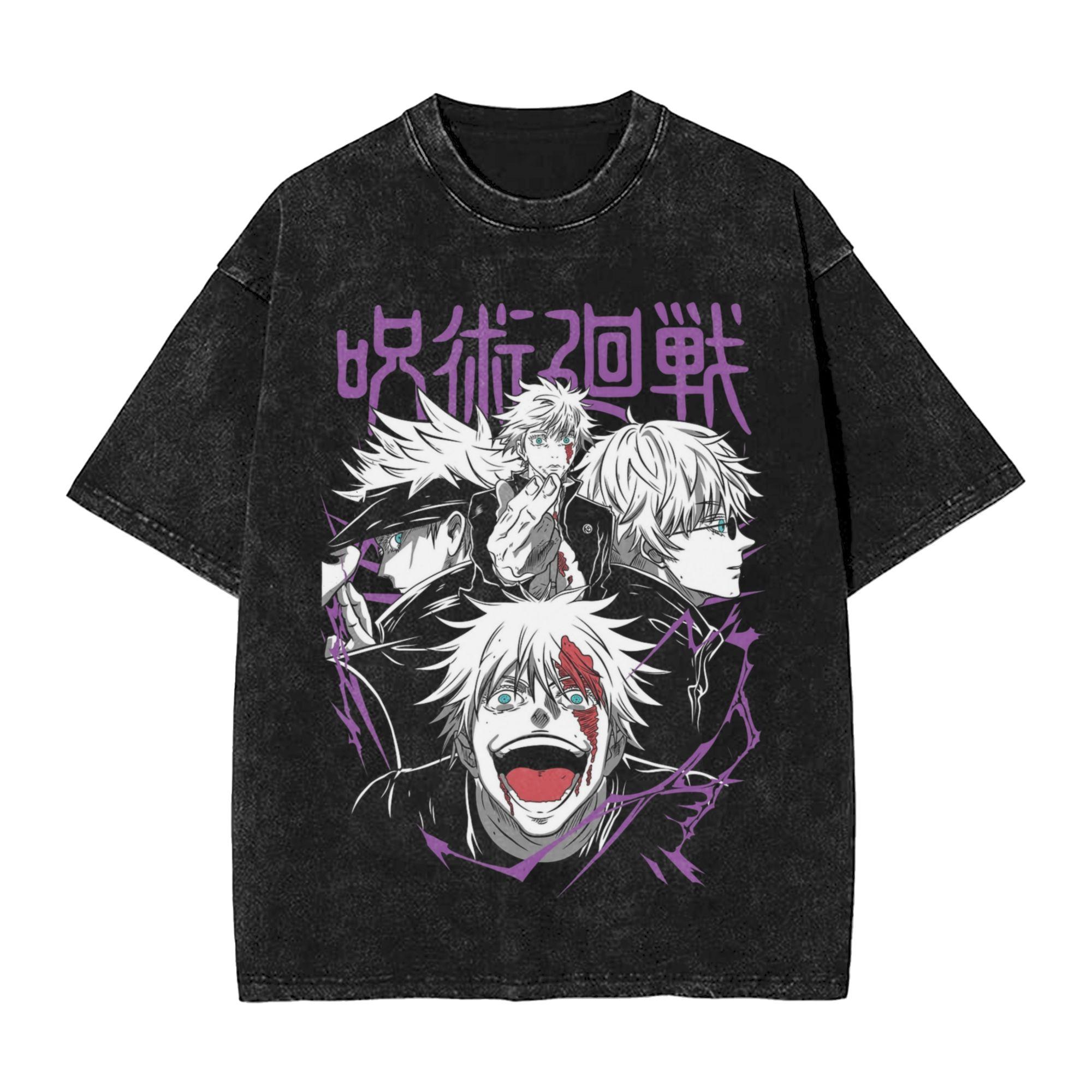 Crazy sorcerer Gojo Satoru JJK Anime Washed T Shirts Streetwear Hip Hop Vintage TShirt JJujutsu KKaisen Tees Unisex  Cotton S