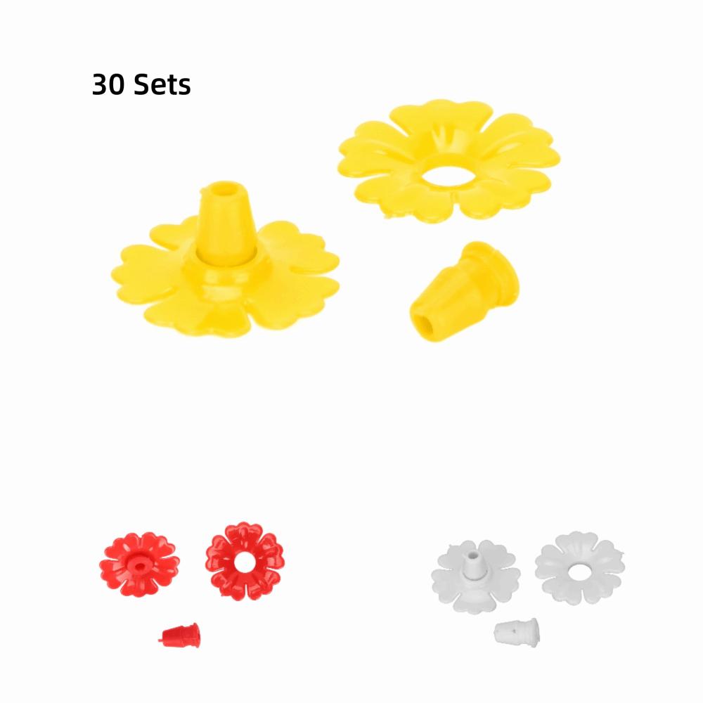 30Sets Durable Hummingbird Feeder Flowers Plastic Bright Colors Bird Feeder Replacement Parts Stable Structure