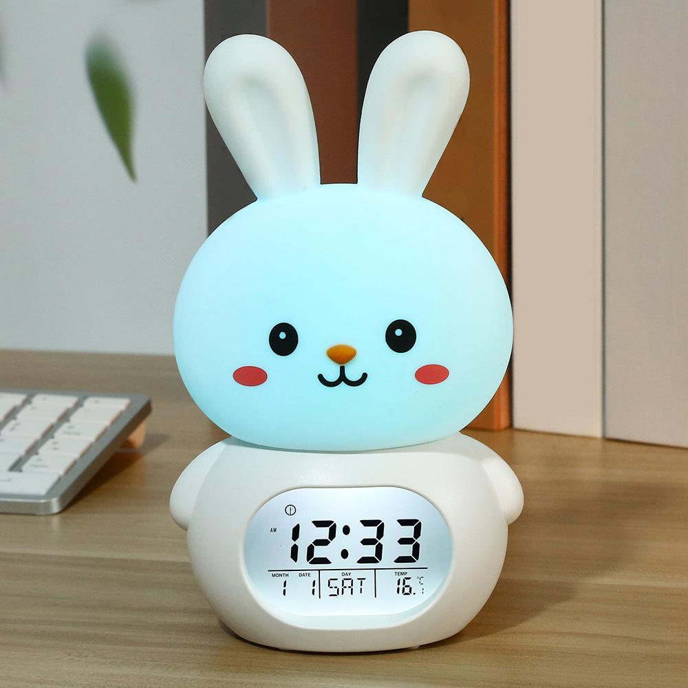 Rechargeable Jade Rabbit Music Alarm Clock and Night Light for Kids