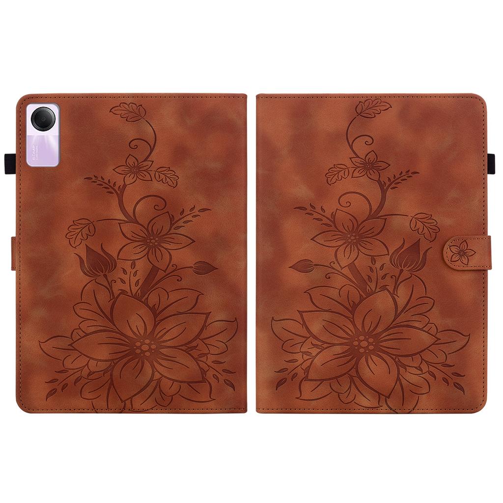Für Xiaomi Redmi Pad SE (Modelle 23073RPBFG). Tablet-Hülle aus PU-Leder mit exquisitem floralem Prägedesign