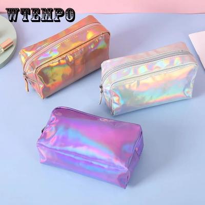 Eenvoudige Laser Make-uptas voor Dames Effen Kleur Veelzijdige Reis Waterdichte Opbergtas Magische Kleur Make-up