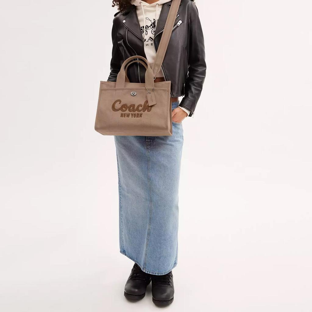 COACH Cargo Canvas With Satin Tote Bag, Shopping Bag, Handbag Large Women's Brown CP158-LHVRA