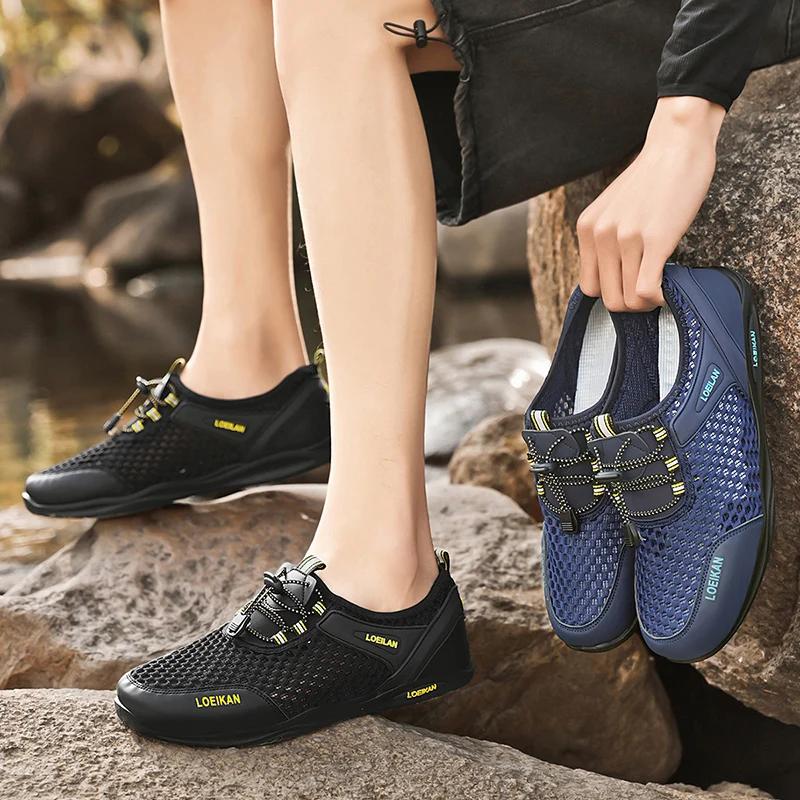 Men's Oversized Summer Non Slip Sports Shoes, Breathable Mesh Casual Shoes Outdoor Hiking Lightweight Wide Foot Walking Shoes