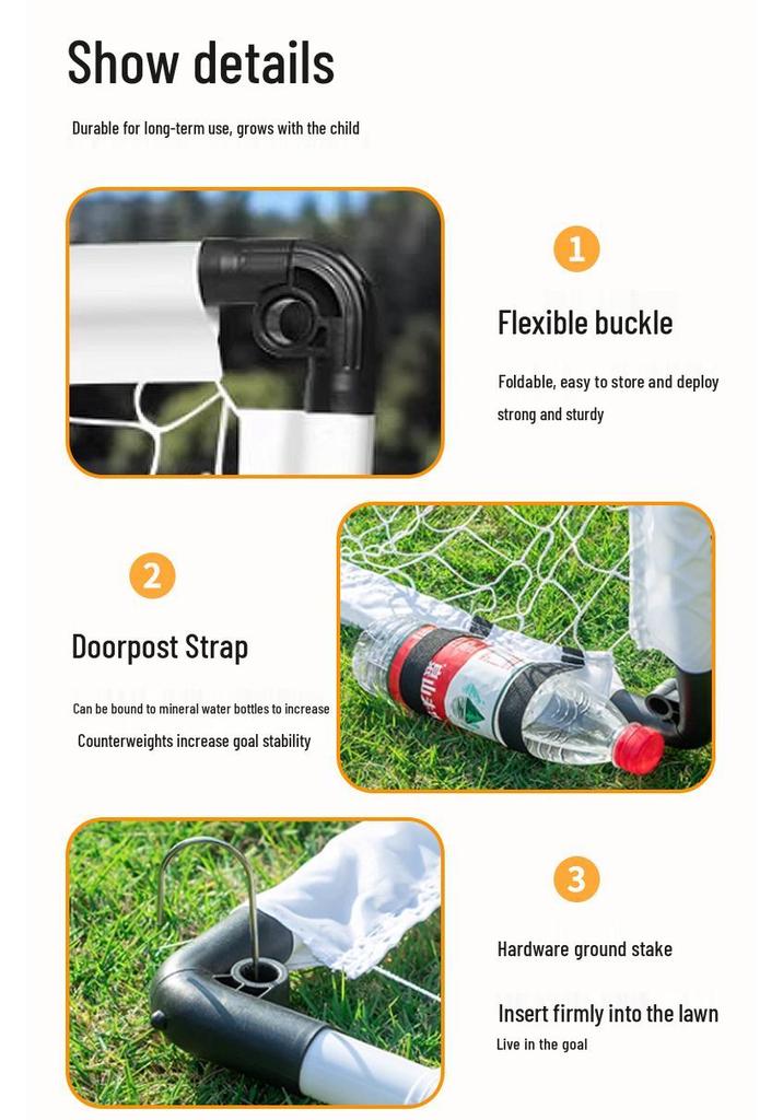 Foldable Kids' Football Goal for Training & Competition - Portable Indoor/Outdoor Parent-Child Frame