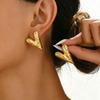 18K Gold Irregular Hammered Heart Stainless Steel Stud Earrings for Women
