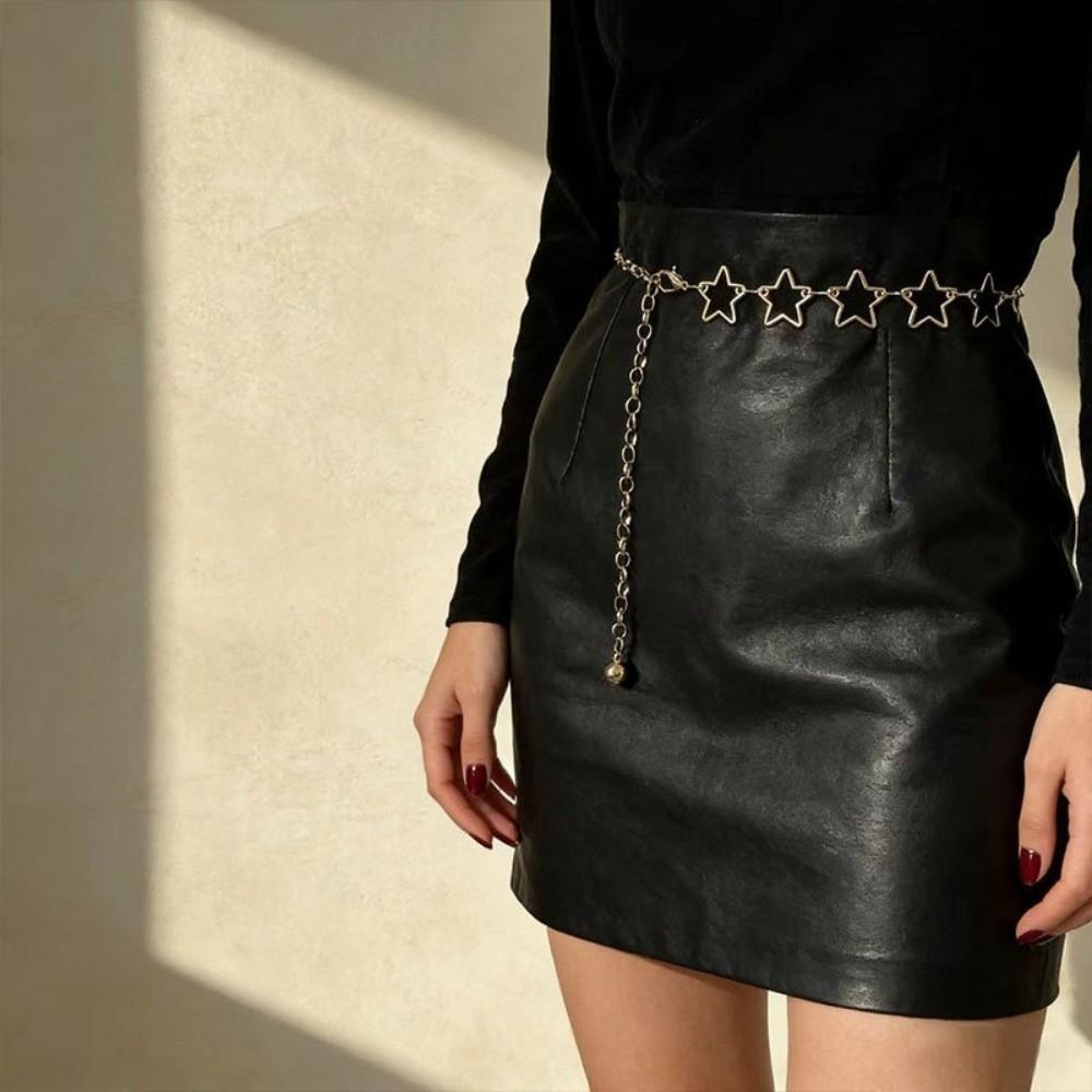 Adjustable Metal Waist Belts Gold/Silver Waist Chain Trendy Hollow Out Belt  Clothing Accessories