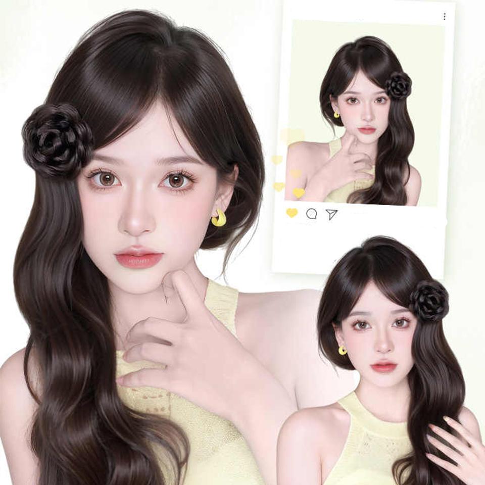 Synthetic Maruko Head Wig Clamping Rose Bud Head Lazy Curling Hair Artifact Princess Head Clip In Hair Extensions For Women
