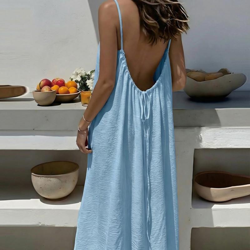 Camisole-Kleid für Damen, rückenfrei, lockerer langer Rock, Urlaubs-Zuhause-Stil