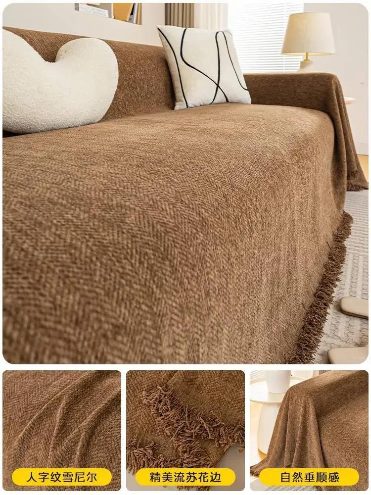 Woven Cotton Sofa Cover Blanket Solid Color Non-slip Sofa Towel for Living Room Furniture Decor Tapestry Couch Cover with Tassel